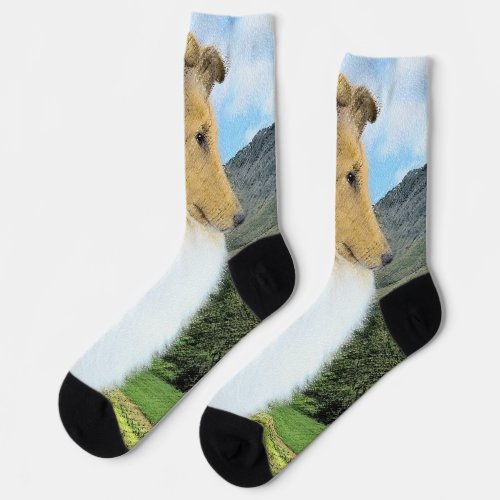 Collie in Mountains Rough Painting _ Dog Art Socks