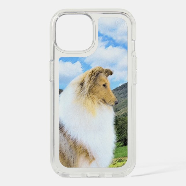 Collie in Mountains (Rough) Painting - Dog Art Speck iPhone Case (Front)