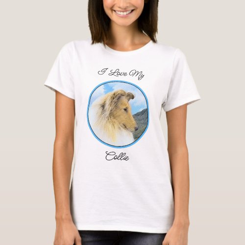 Collie in Mountains Rough Painting _ Dog Art T_Shirt