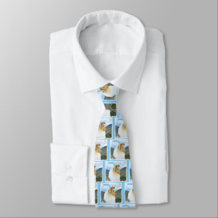 Collie in Mountains (Rough) Painting - Dog Art Tie