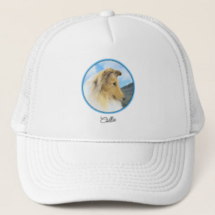 Collie in Mountains (Rough) Painting - Dog Art Trucker Hat