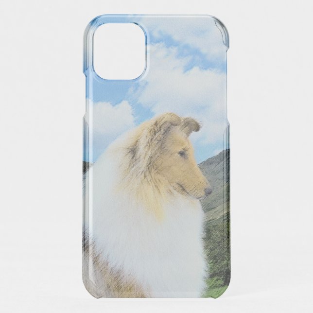 Collie in Mountains (Rough) Painting - Dog Art Uncommon iPhone Case (Back)