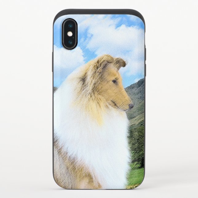 Collie in Mountains (Rough) Painting - Dog Art Uncommon iPhone Case (Back)