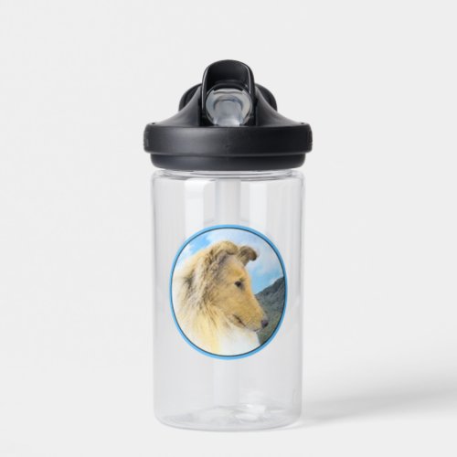 Collie in Mountains Rough Painting _ Dog Art Water Bottle