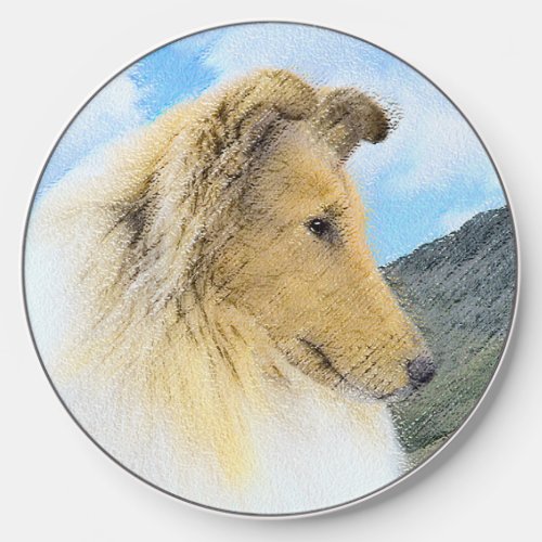 Collie in Mountains Rough Painting _ Dog Art Wireless Charger