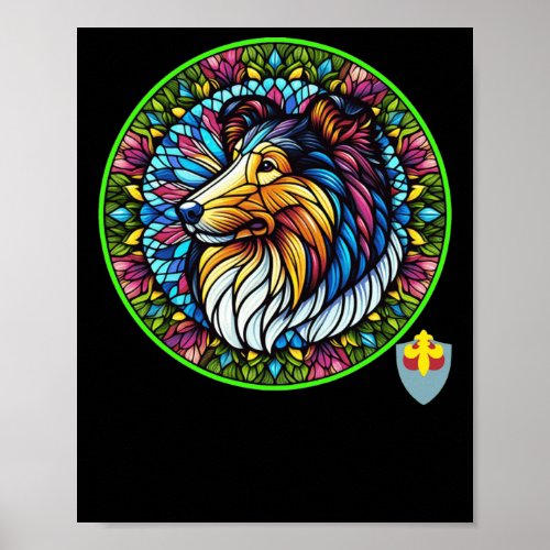 Collie In Stained Glass Active  Poster