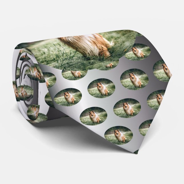 Collie in the Rough Grassland Neck Tie (Rolled)