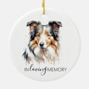 Collie memorial watercolour christmas ceramic ornament