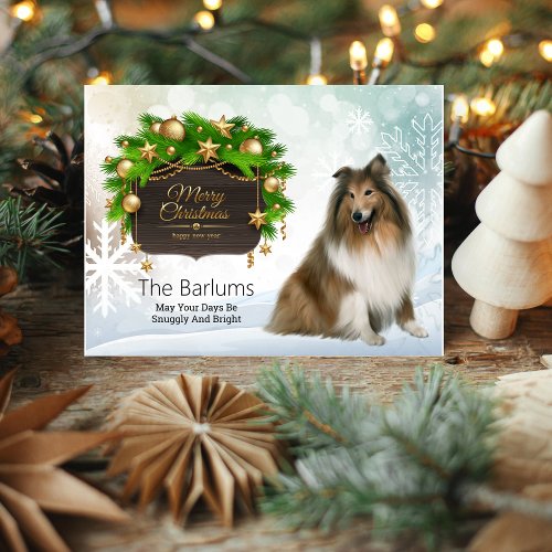 Collie Merry Christmas Personalized Holiday Postcard