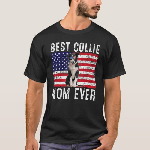 Collie Mom Usa American Flag Collie Dog  Owner T_Shirt