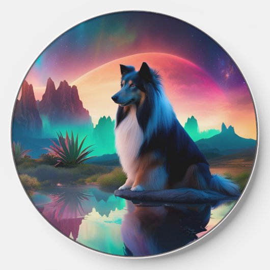 Collie on an Alien World Wireless Charger (Front)