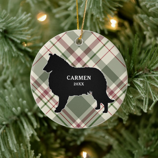 Collie or Sheltie Plaid Christmas Ornament (Tree)