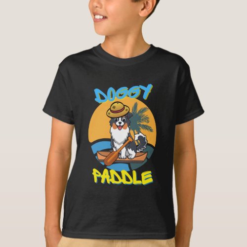 Collie Paddling A Boat  T_Shirt