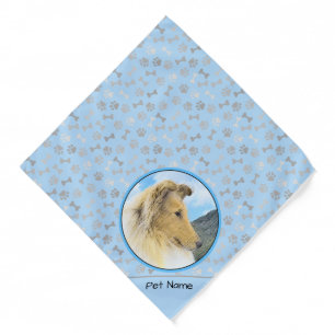 Collie Painting Rough Sable Merle Original Dog Art Bandana