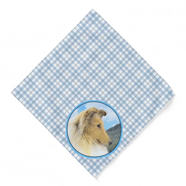 Collie Painting Rough Sable Merle Original Dog Art Bandana (Front)
