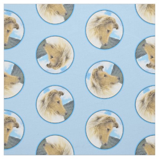 Collie Painting Rough Sable Merle Original Dog Art Fabric