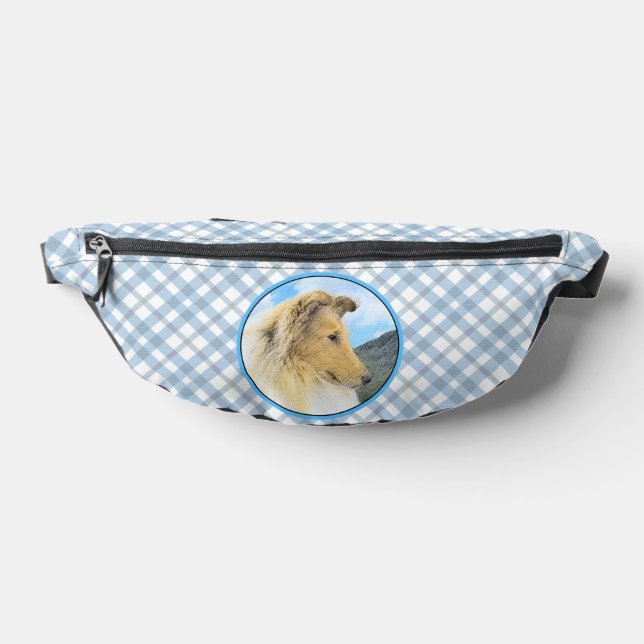 Collie Painting Rough Sable Merle Original Dog Art Fanny Pack (Lay Down)