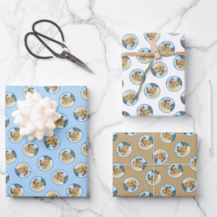 Collie Painting Rough Sable Merle Original Dog Art Wrapping Paper Sheets