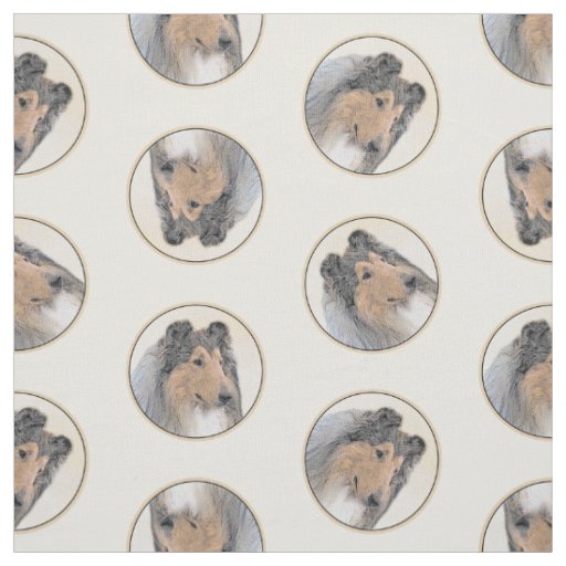 Collie Painting Rough Tricolor Original Dog Art Fabric