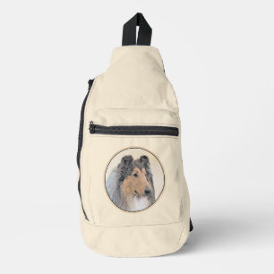 Collie Painting Rough Tricolor Original Dog Art Sling Bag