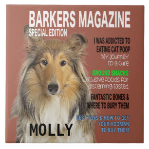 Collie Parody Magazine Cover Ceramic Tile