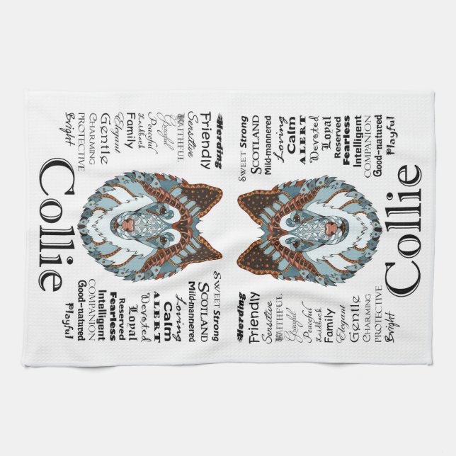 Collie Personality Traits Kitchen Towel (Horizontal)