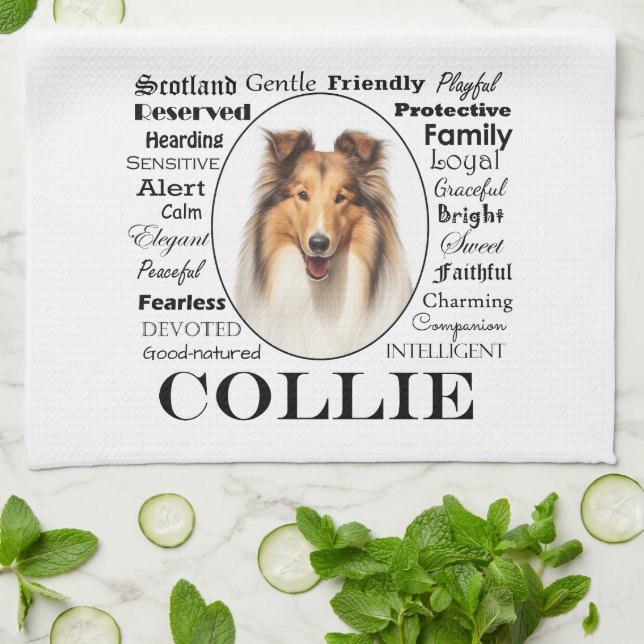 Collie Personality Traits Kitchen Towel (Folded)