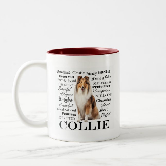 Collie Personality Traits Two-Tone Coffee Mug (Left)