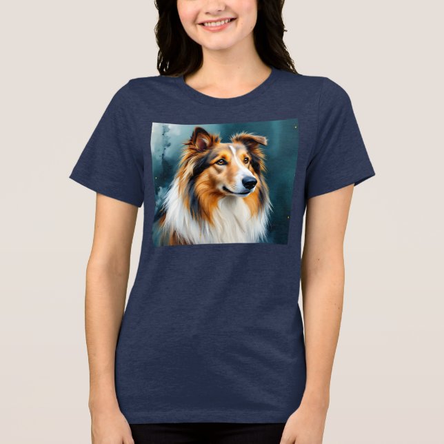 Collie Portrait  Tri-Blend Shirt (Front)