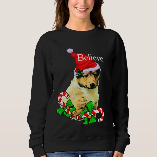 Collie Puppy Christmas Merry Sweatshirt (Front)