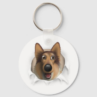 Collie (Rough Coat) Busting Out Keychain