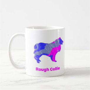 Collie Rough Dog Cute Pink Silhouette White Coffee Mug