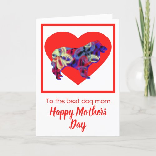 Collie Rough Dog Red Heart Mothers Day Card