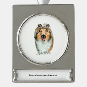 Collie (rough) Mom 2 Silver Plated Banner Ornament