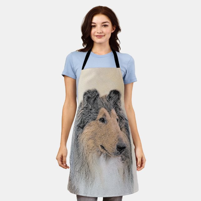 Collie (Rough) Painting - Cute Original Dog Art Apron (Worn)