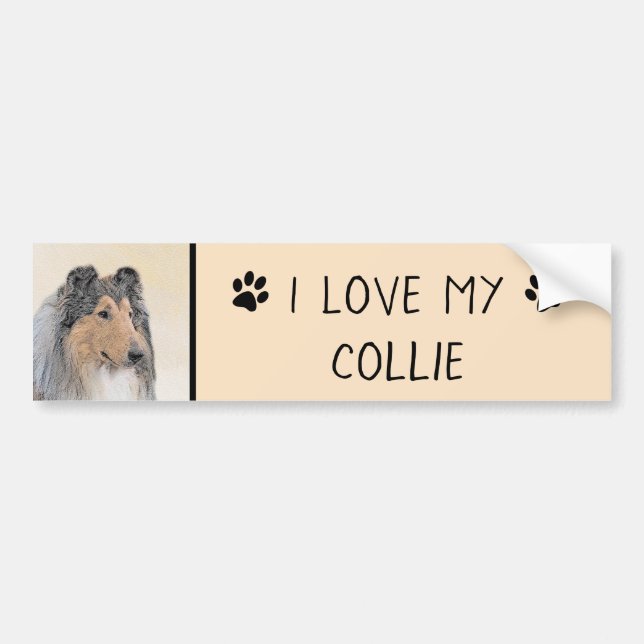 Collie (Rough) Painting - Cute Original Dog Art Bumper Sticker (Front)