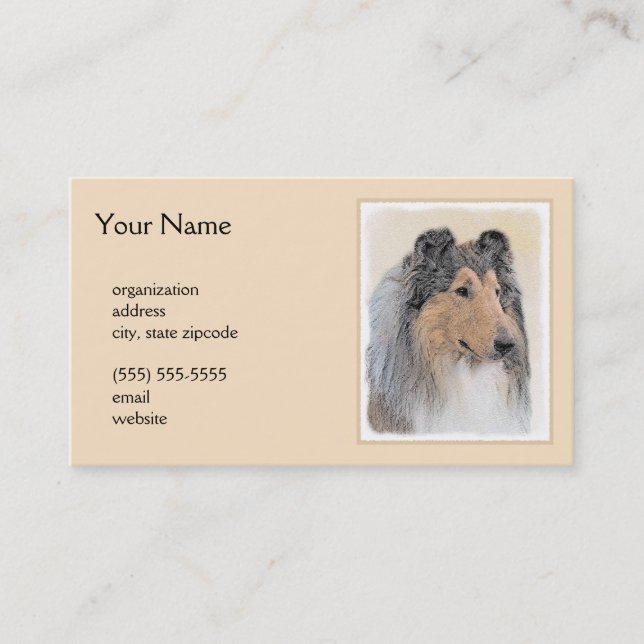Collie (Rough) Painting - Cute Original Dog Art Business Card (Front)