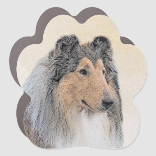 Collie (Rough) Painting - Cute Original Dog Art Car Magnet