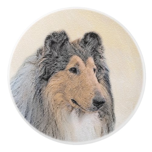 Collie Rough Painting _ Cute Original Dog Art Ceramic Knob