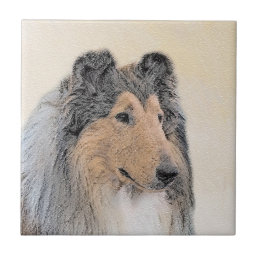 Collie (Rough) Painting - Cute Original Dog Art Ceramic Tile