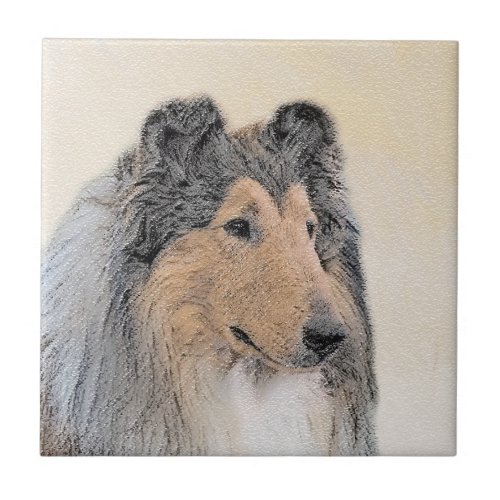 Collie Rough Painting _ Cute Original Dog Art Ceramic Tile