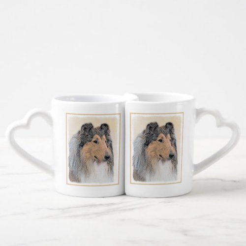 Collie Rough Painting _ Cute Original Dog Art Coffee Mug Set