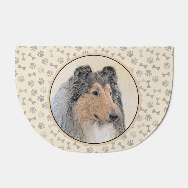 Collie (Rough) Painting - Cute Original Dog Art Doormat (Front)