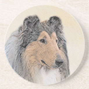 Collie (Rough) Painting - Cute Original Dog Art Drink Coaster