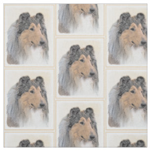 Collie (Rough) Painting - Cute Original Dog Art Fabric