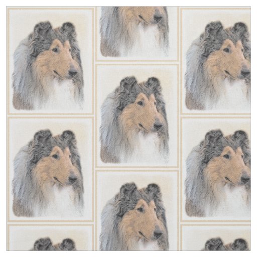 Collie (Rough) Painting - Cute Original Dog Art Fabric