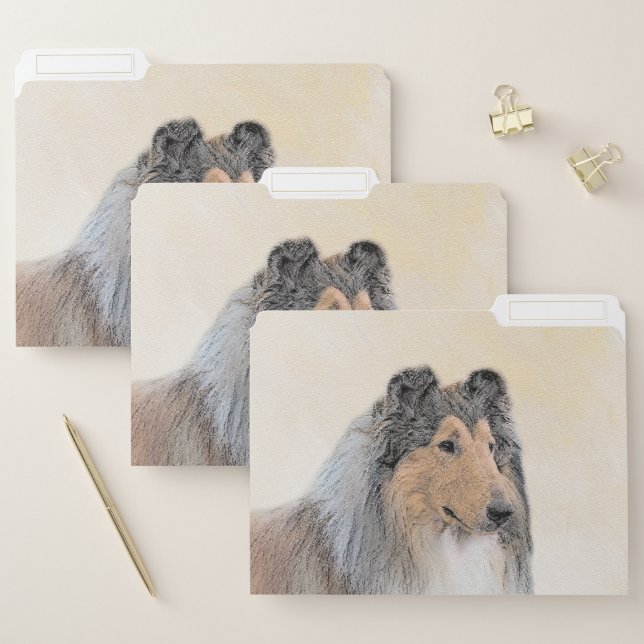 Collie (Rough) Painting - Cute Original Dog Art File Folder (Set)