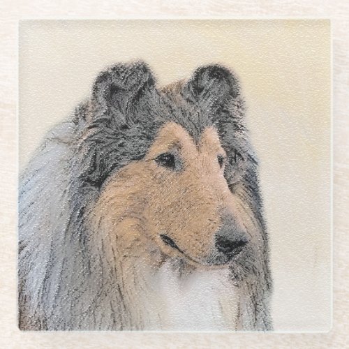 Collie Rough Painting _ Cute Original Dog Art Glass Coaster