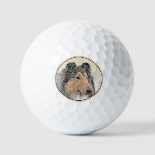 Collie (Rough) Painting - Cute Original Dog Art Golf Balls