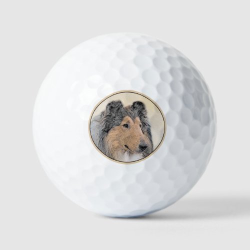 Collie Rough Painting _ Cute Original Dog Art Golf Balls
